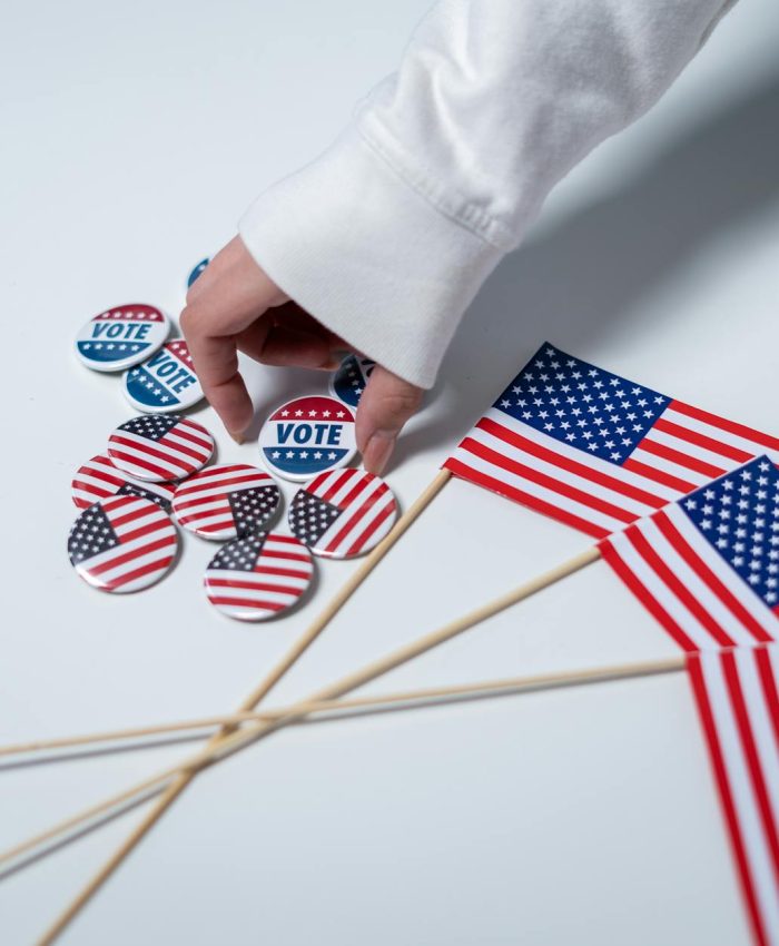 american flags and pins
