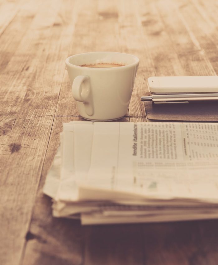 coffee cup smartphone notebook